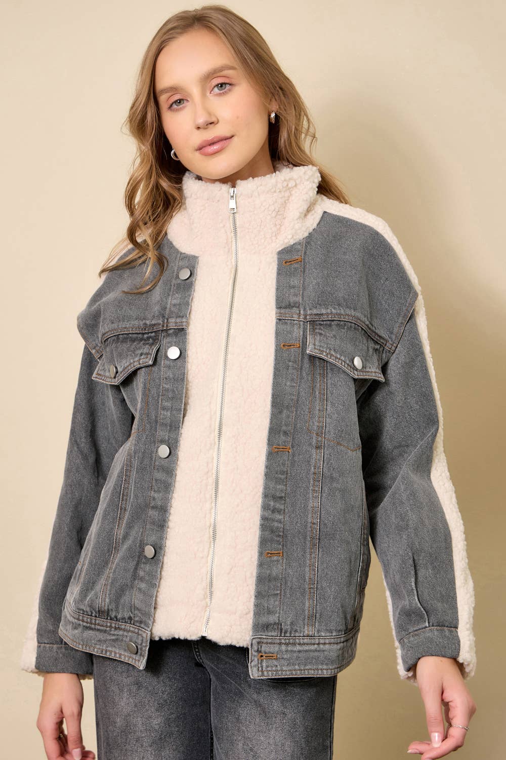 Denim Mixed Sherpa Jacket
