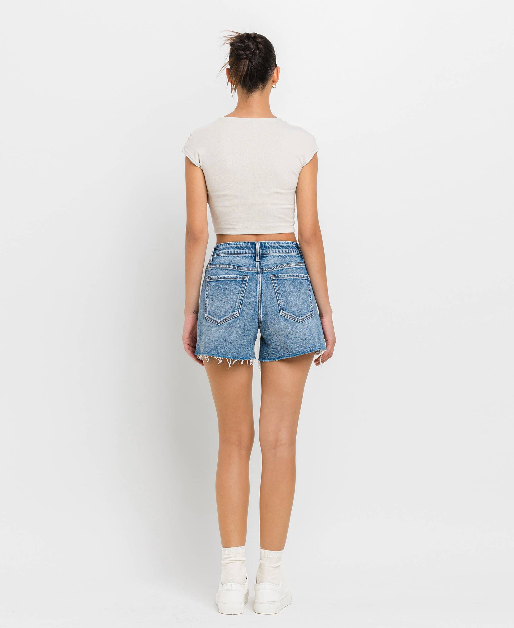 VERVET HIGH RISE WAIST CLEAN CUT A LINE SHORTS