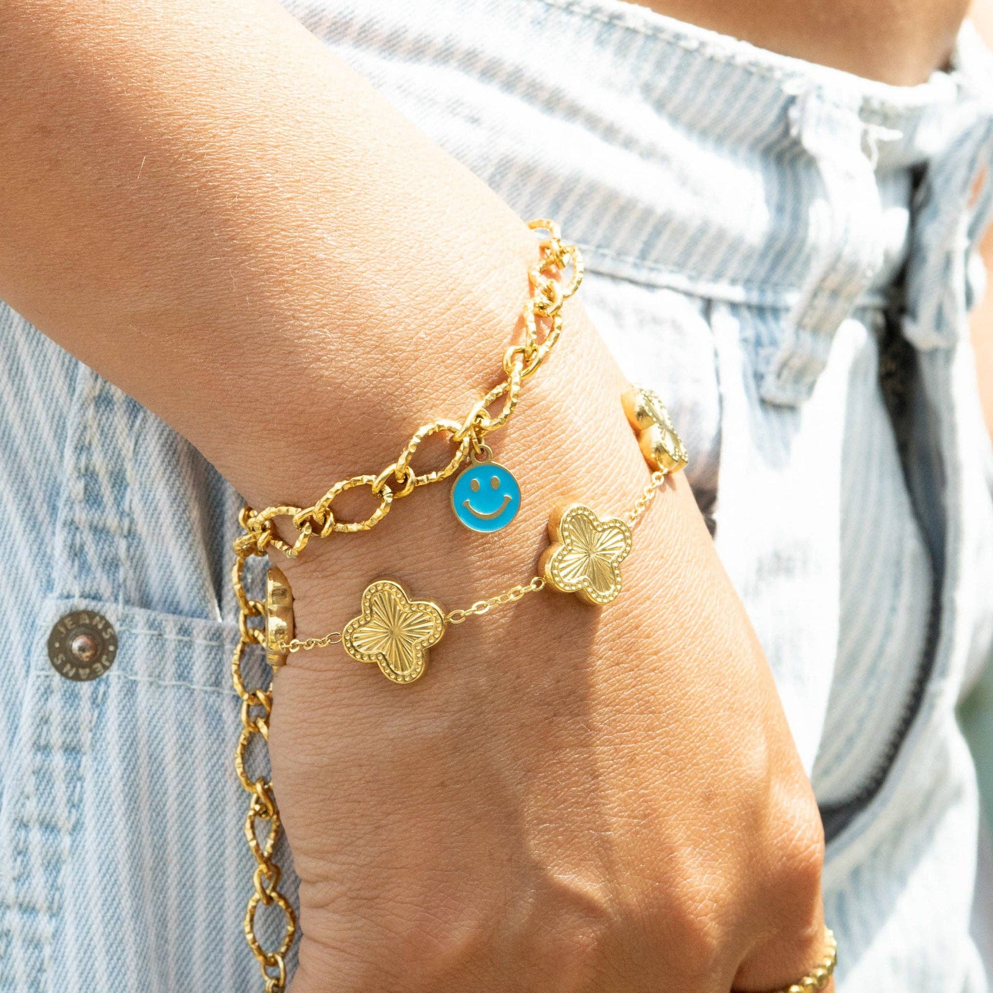 18K Gold PVD Epoxy Smiley Face Charm