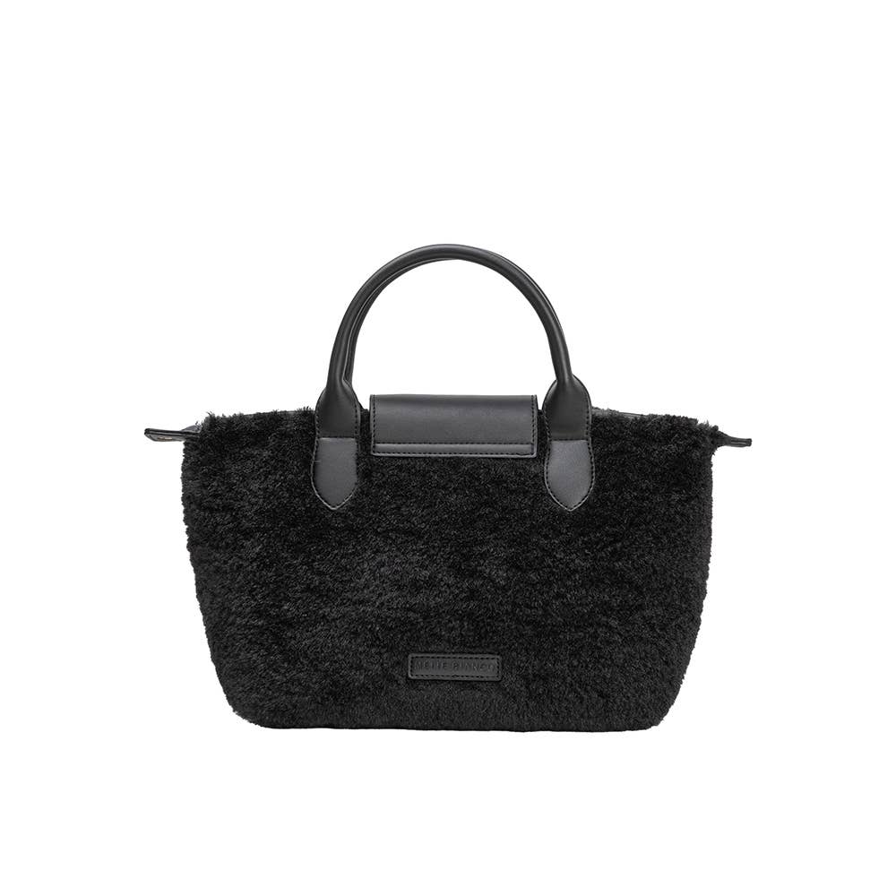 Winnie Black Sherpa Top Handle Bag