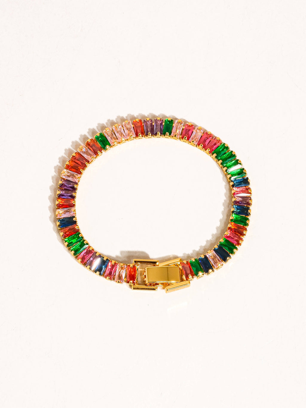 Hazel 18K Gold Multicolor CZ Chain Bracelet