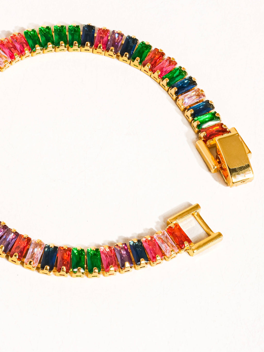 Hazel 18K Gold Multicolor CZ Chain Bracelet