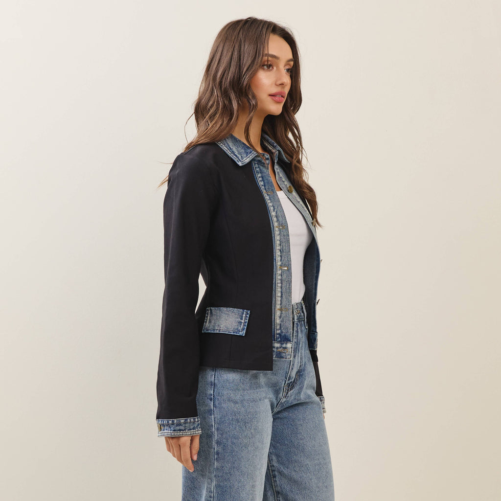 Denim trim jacket