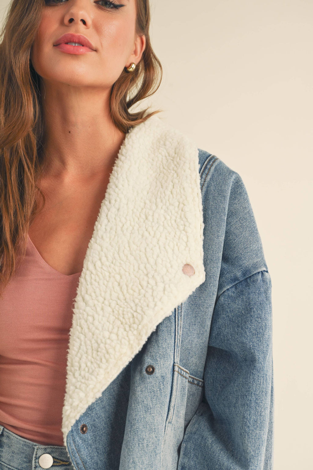 COLETTTE SHERPA LINED DENIM JACKET