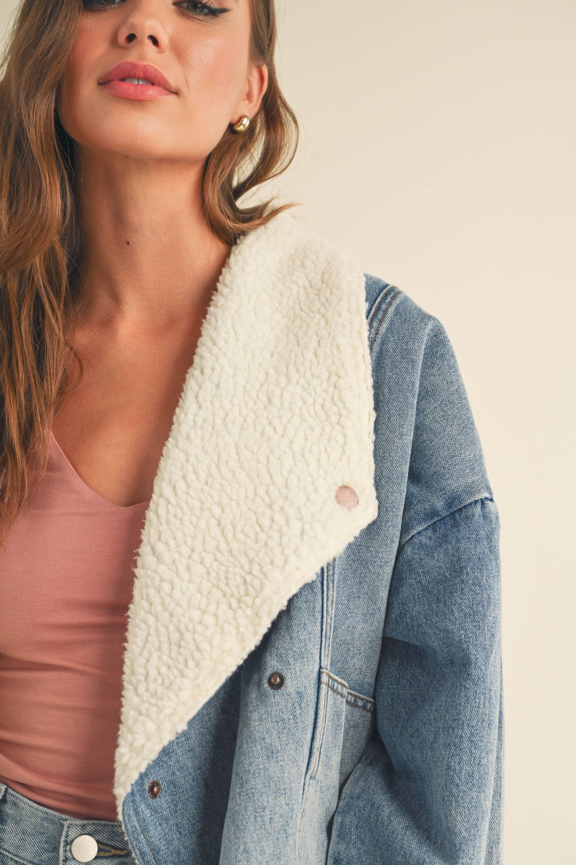 COLETTTE SHERPA LINED DENIM JACKET