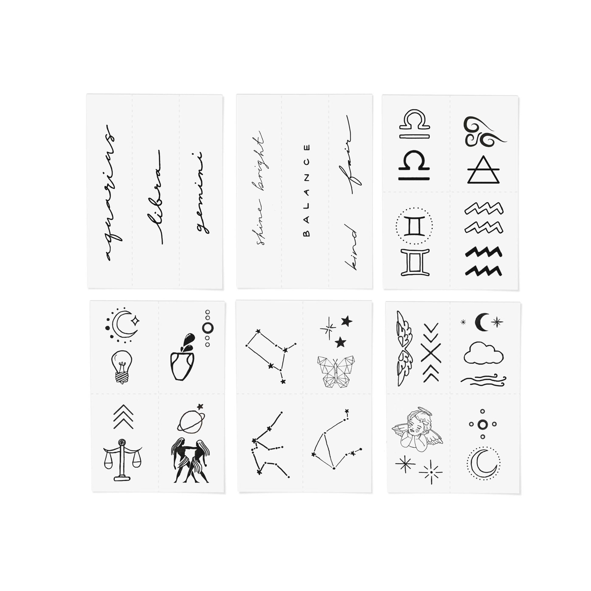 Ink'd Zodiac Collection: Air Signs Temporary Tattoo Pack