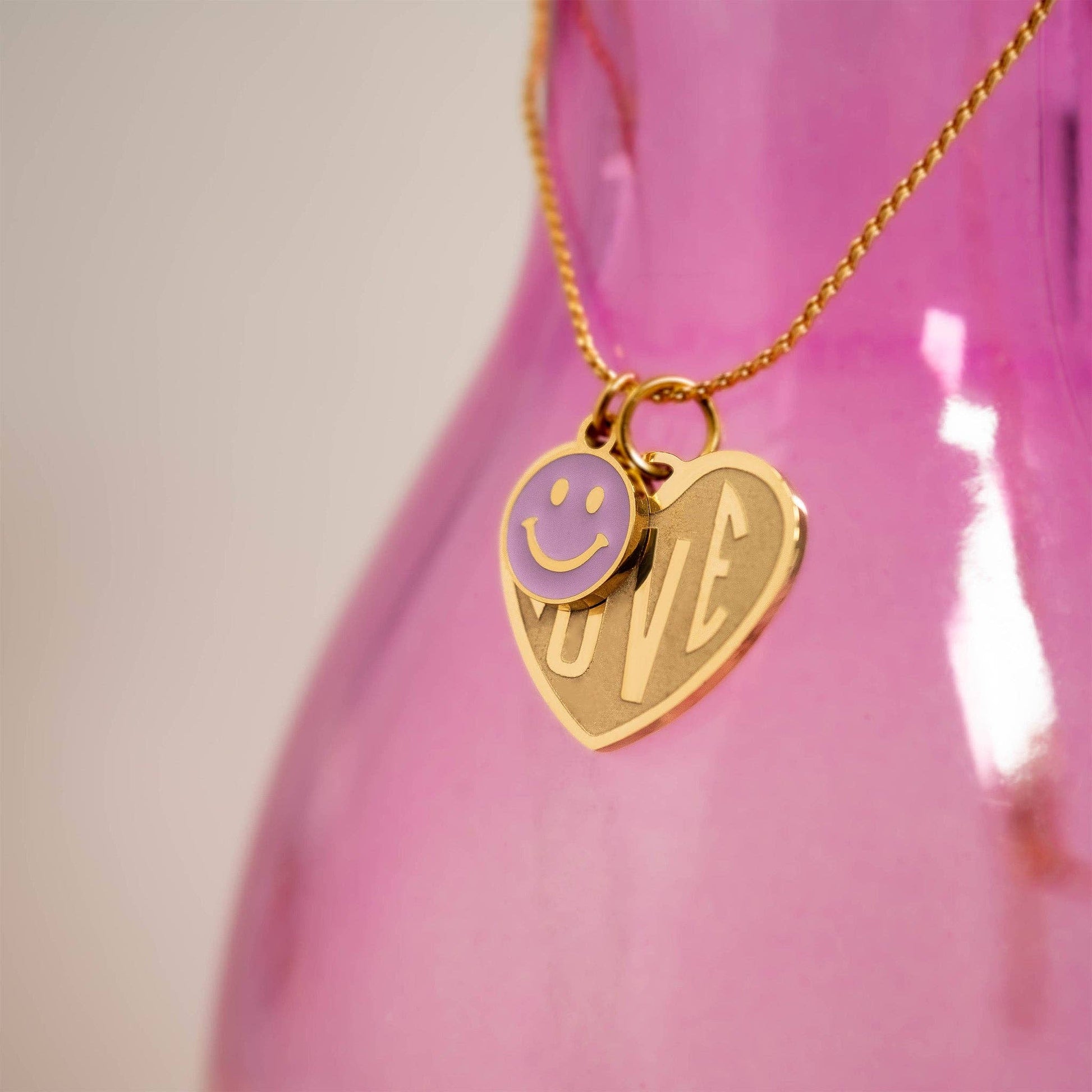 18K Gold PVD Epoxy Smiley Face Charm