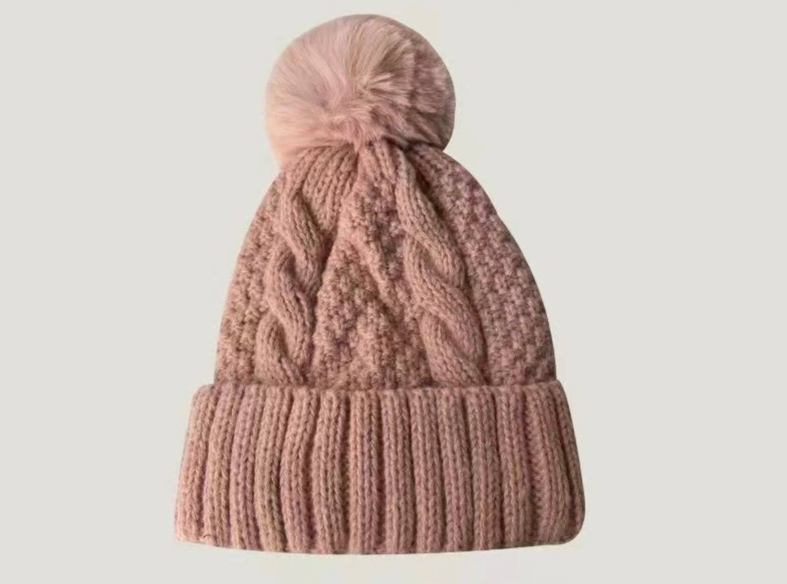 Fuzzy Knitted Pom Beanie Hats