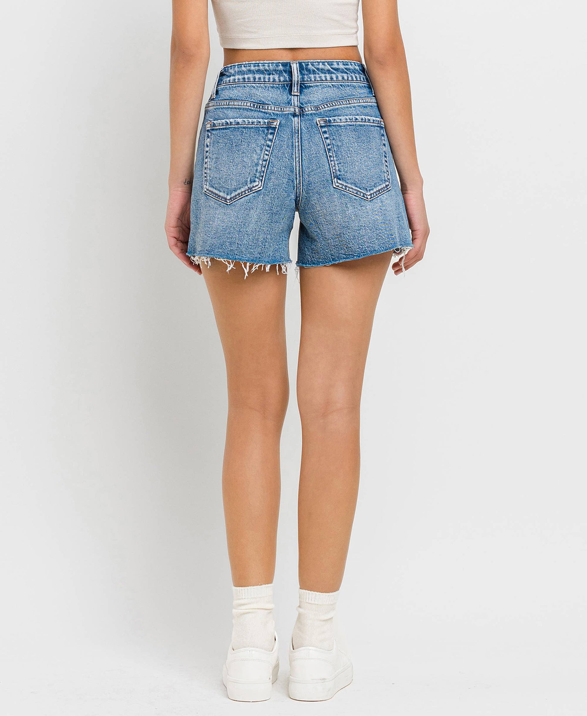 VERVET HIGH RISE WAIST CLEAN CUT A LINE SHORTS