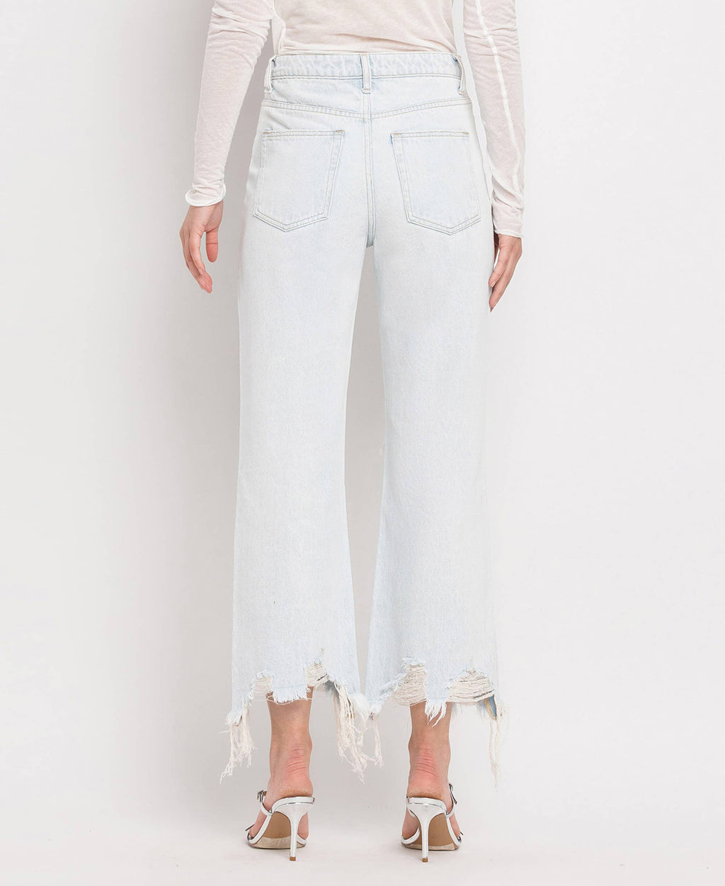 90'S VINTAGE SUPER HIGH RISE CROP FLARE JEANS V2471