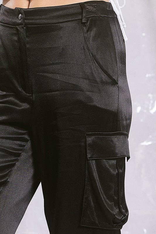 Harper Satin Cargo Pants