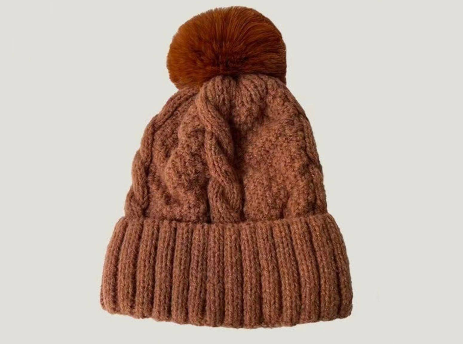 Fuzzy Knitted Pom Beanie Hats