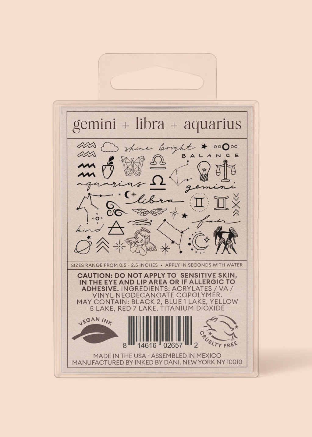 Ink'd Zodiac Collection: Air Signs Temporary Tattoo Pack