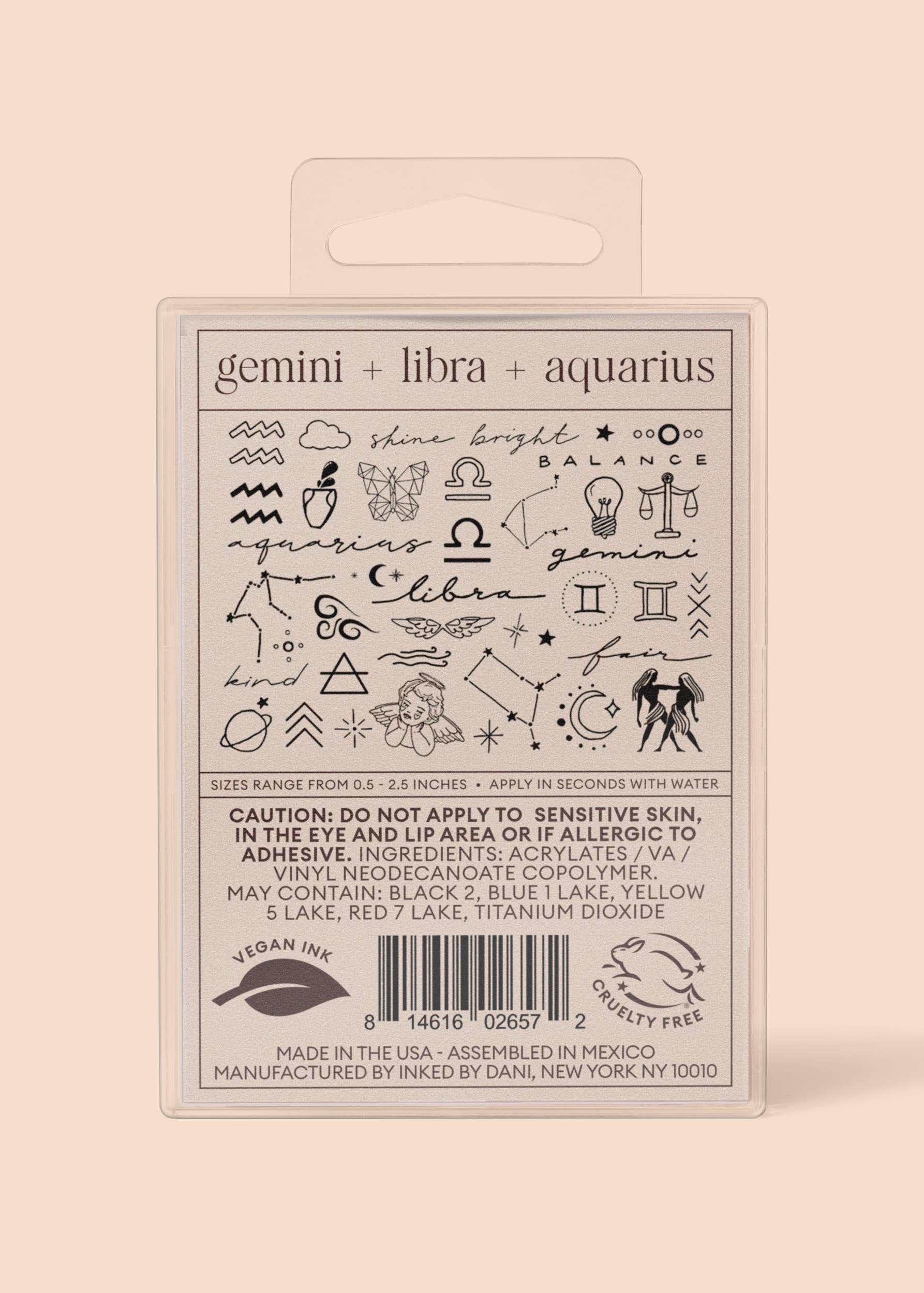 Ink'd Zodiac Collection: Air Signs Temporary Tattoo Pack
