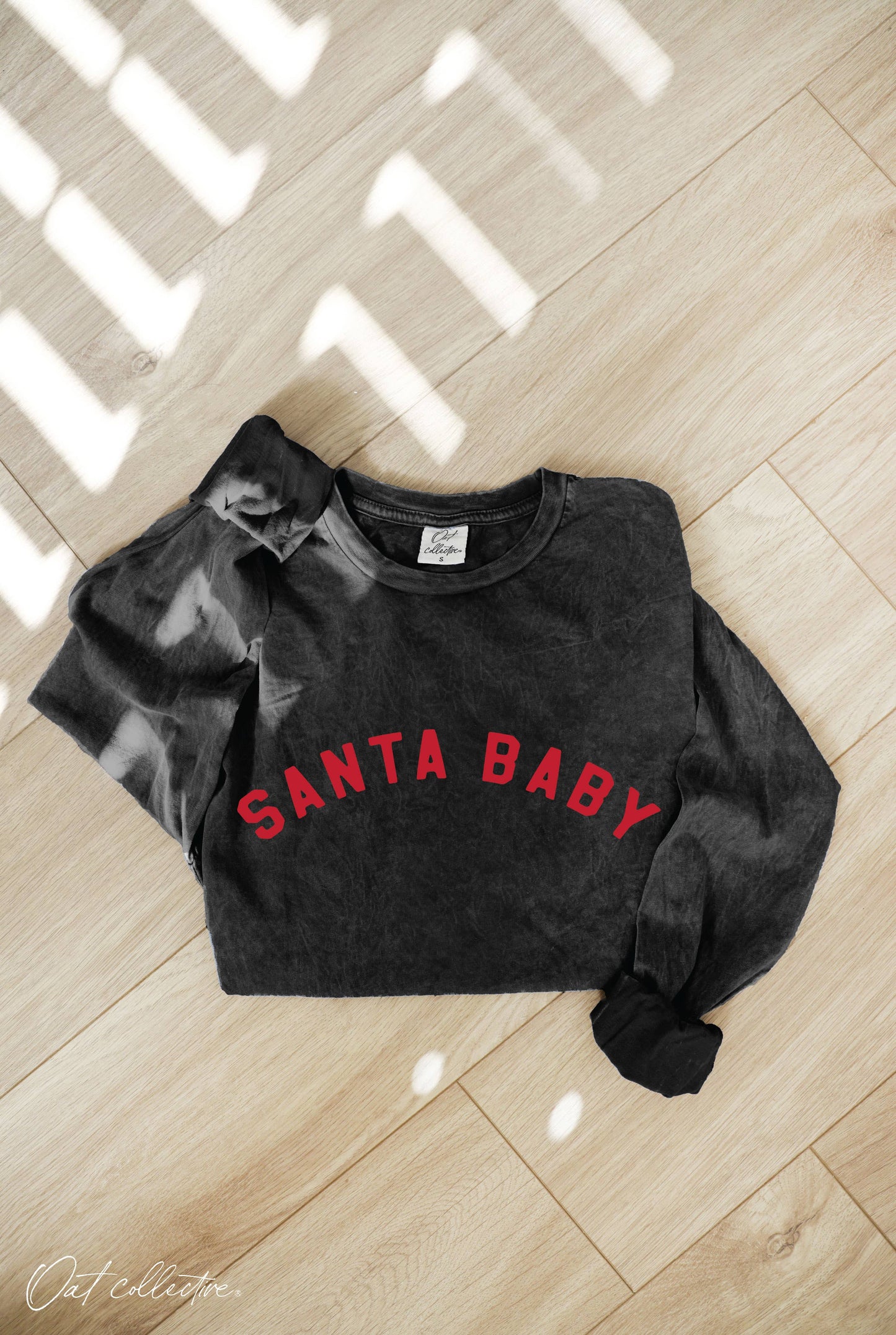 SANTA BABY Mineral Washed Long Sleeve Graphic