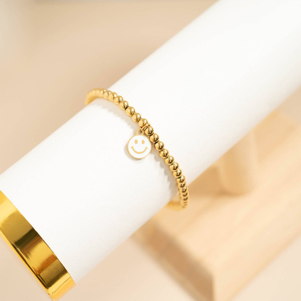 18K Gold PVD Epoxy Smiley Face Charm