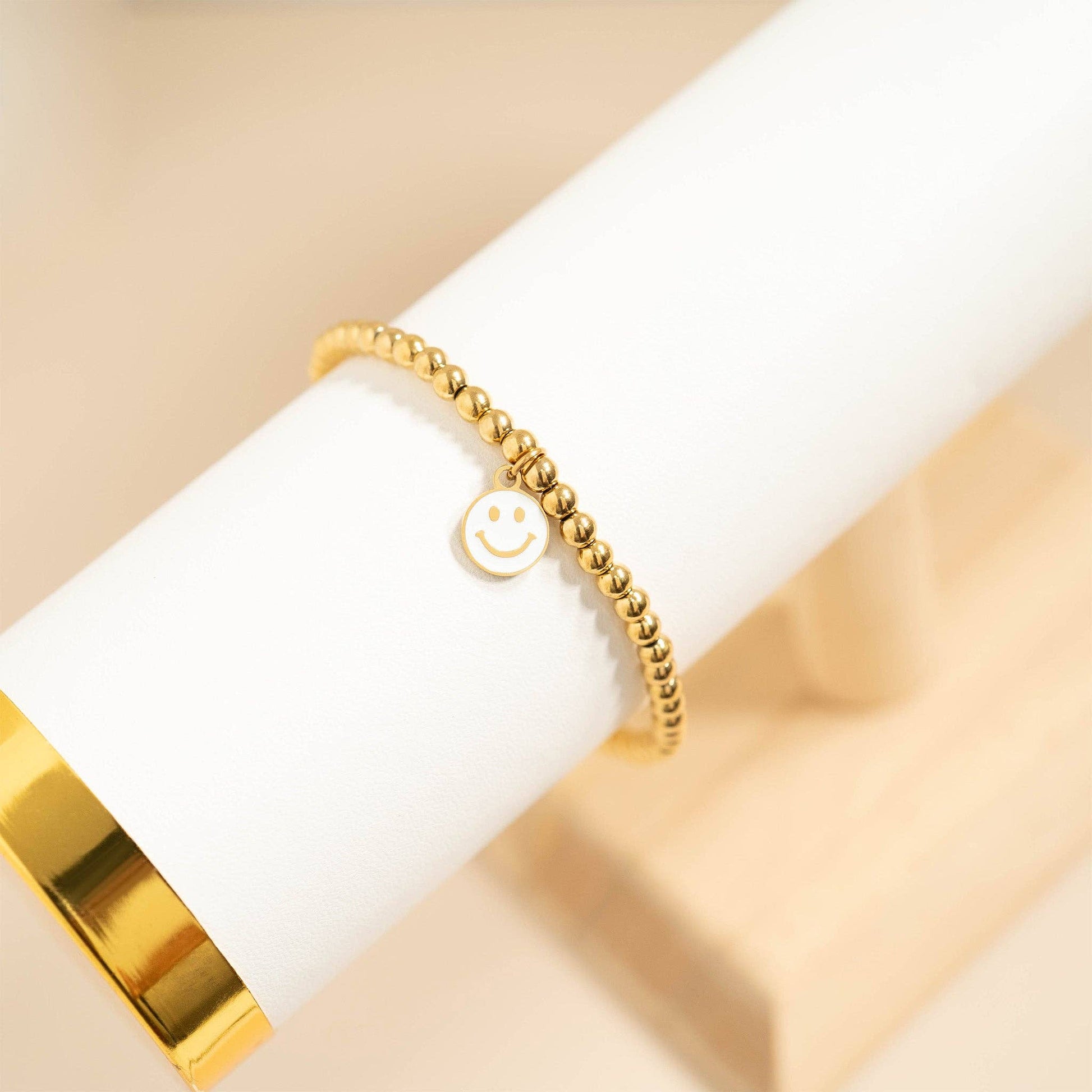 18K Gold PVD Epoxy Smiley Face Charm