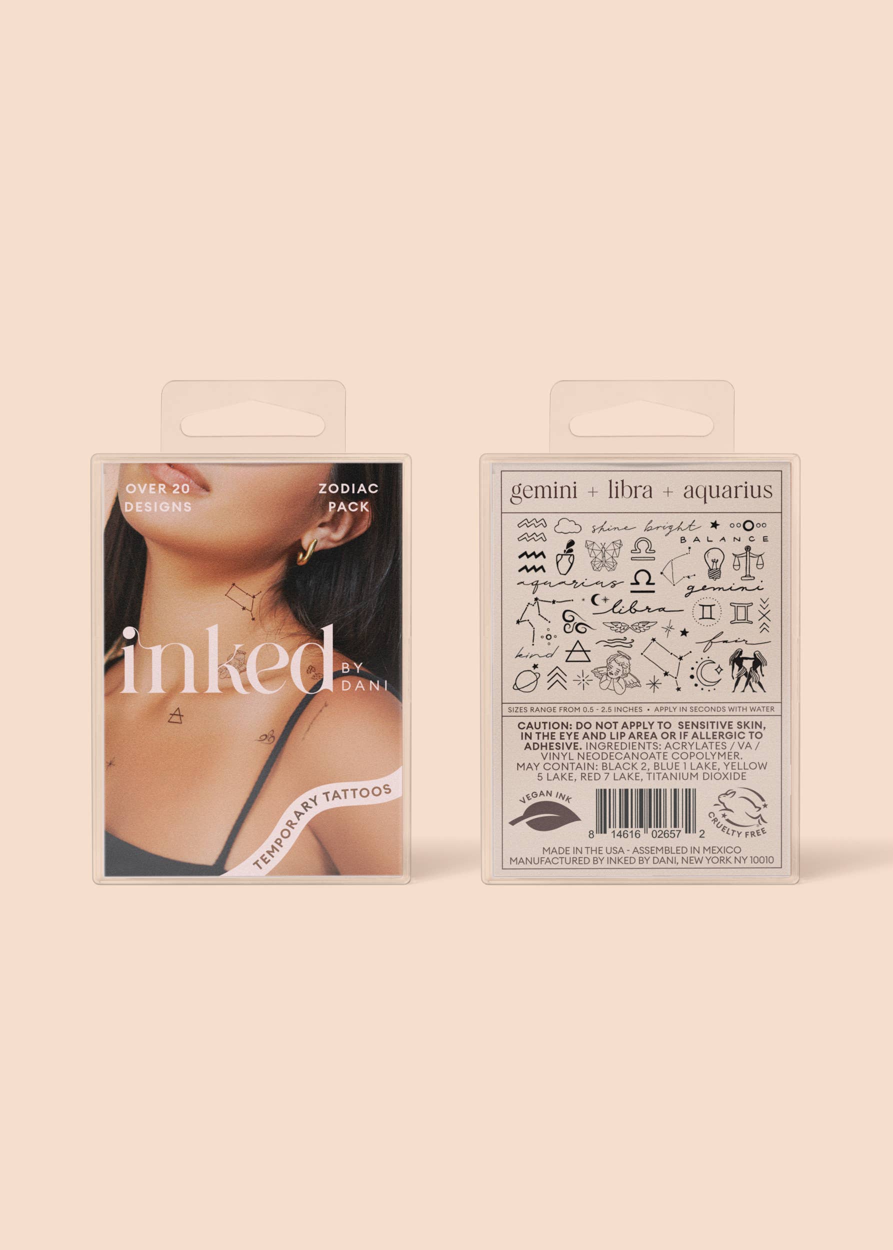 Ink'd Zodiac Collection: Air Signs Temporary Tattoo Pack