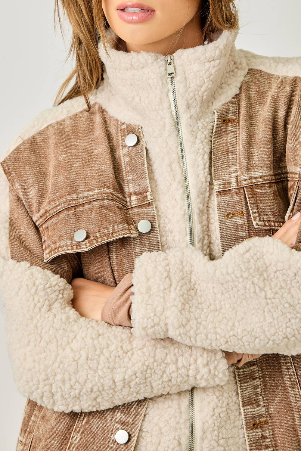 Denim Mixed Sherpa Jacket