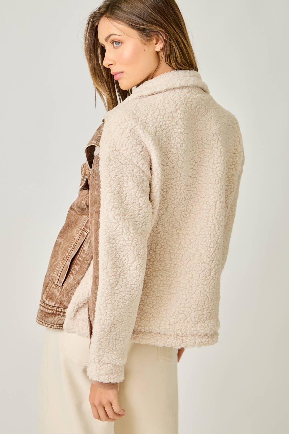 Denim Mixed Sherpa Jacket