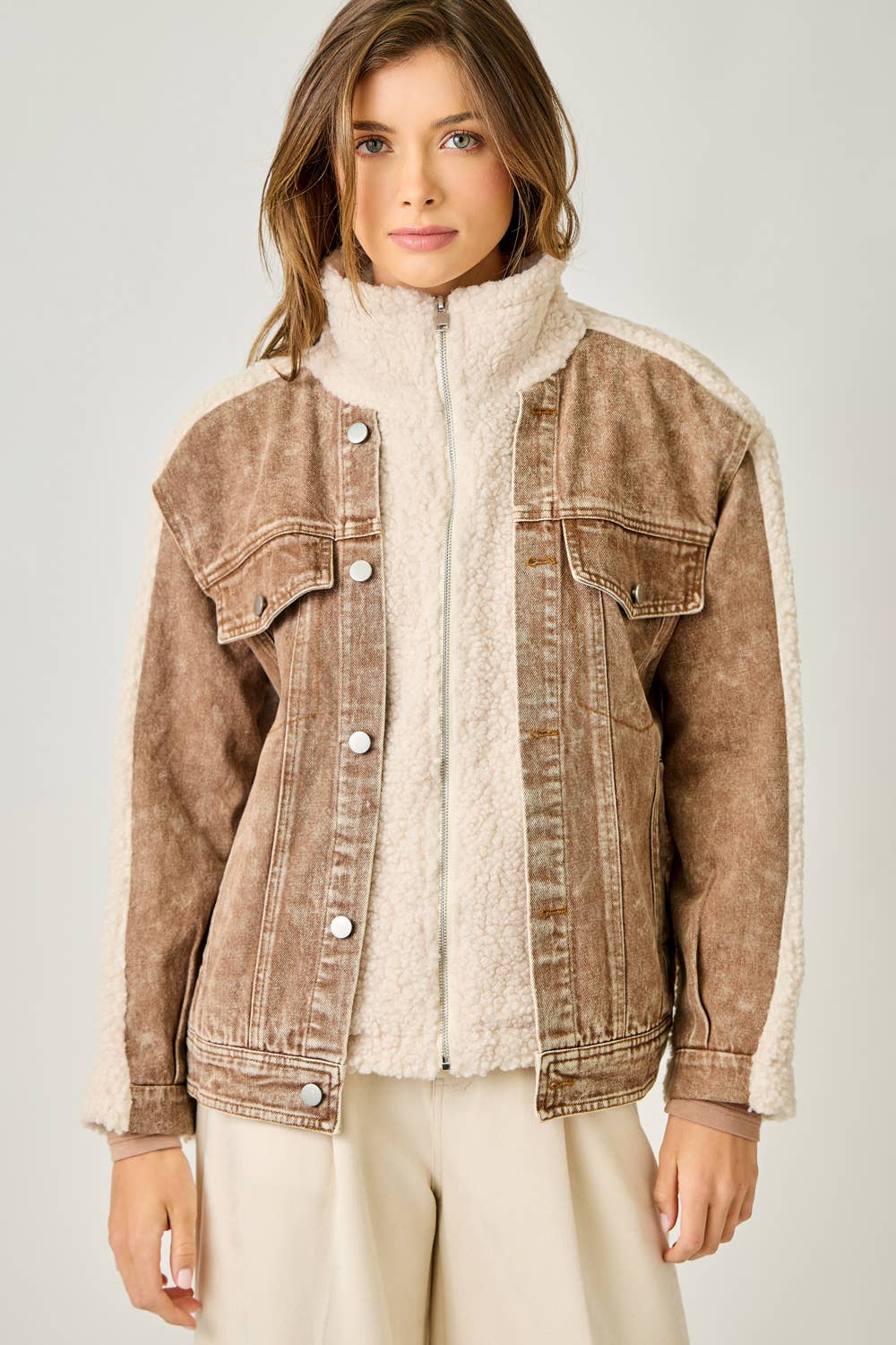 Denim Mixed Sherpa Jacket