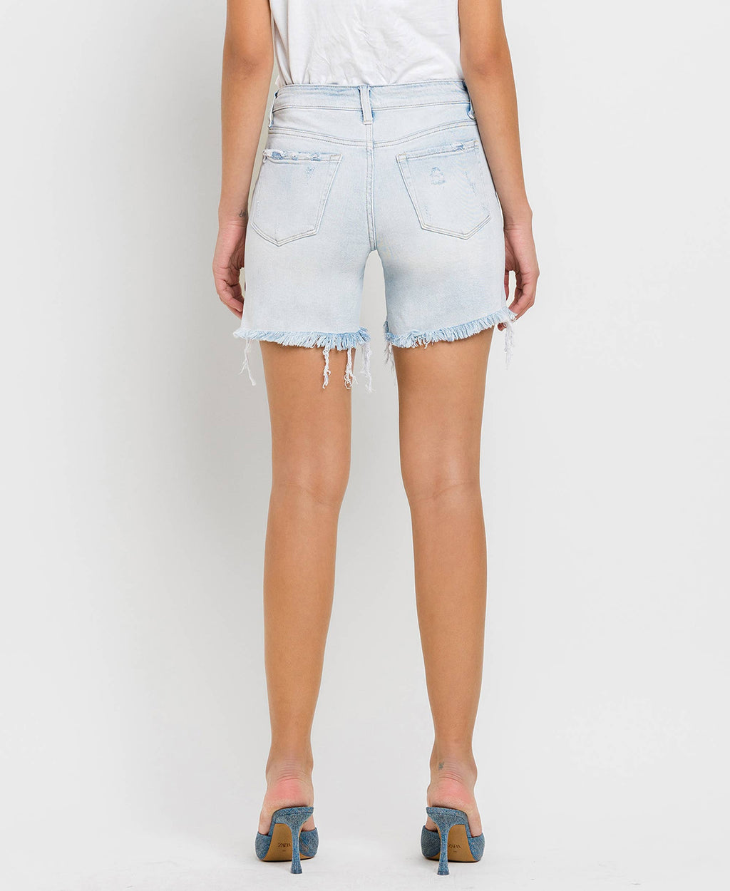 VERVET MID RISE DISTRESSED STRETCH SHORTS APPRECIATION