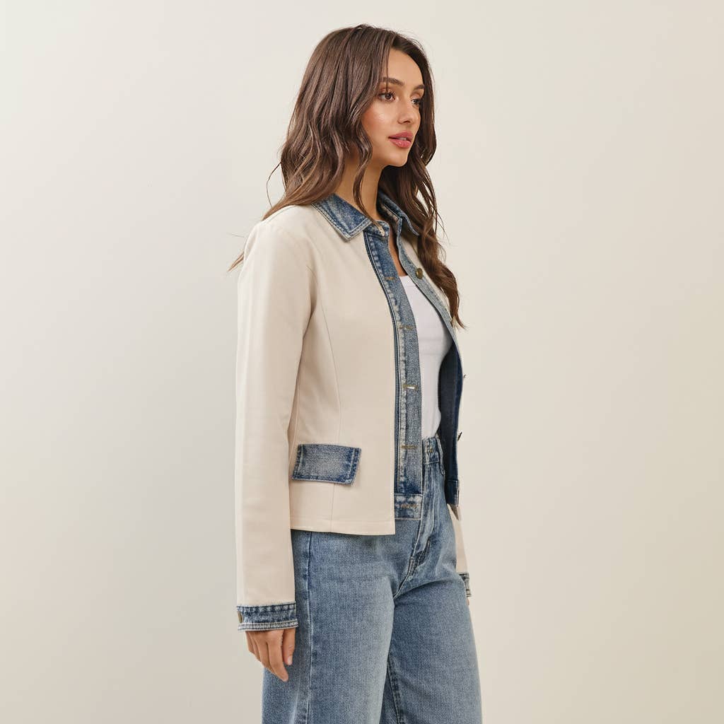 Denim trim jacket