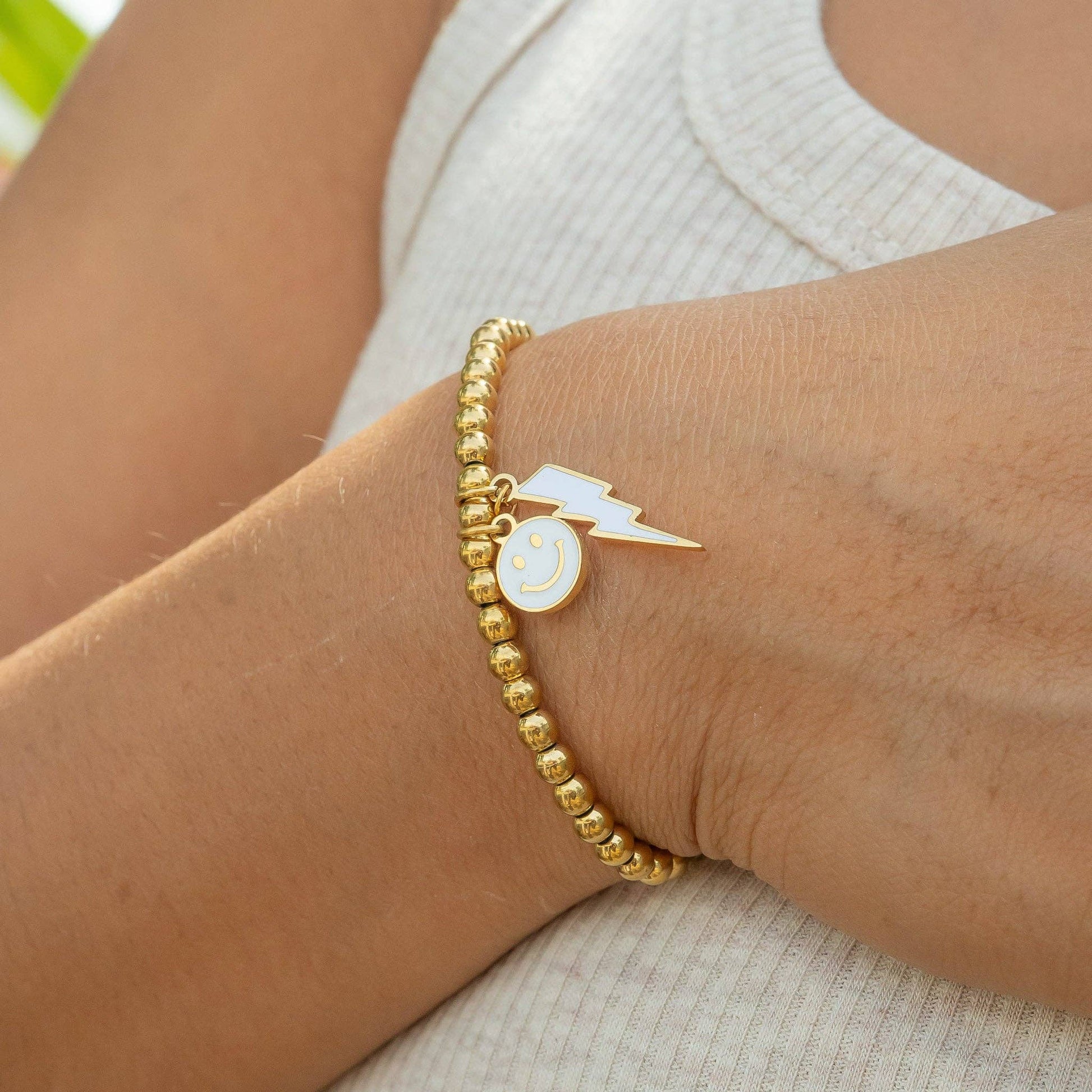 18K Gold PVD Epoxy Smiley Face Charm