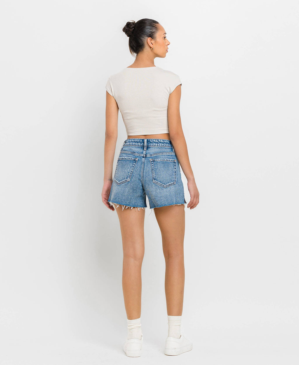 VERVET HIGH RISE WAIST CLEAN CUT A LINE SHORTS