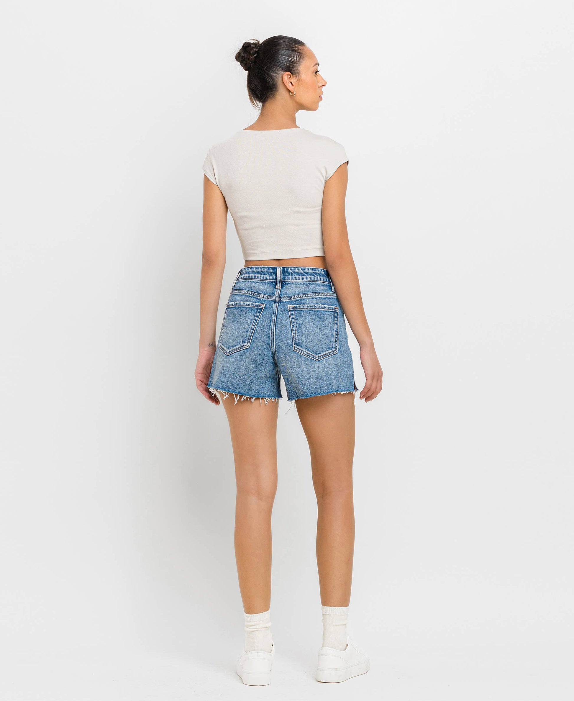 VERVET HIGH RISE WAIST CLEAN CUT A LINE SHORTS