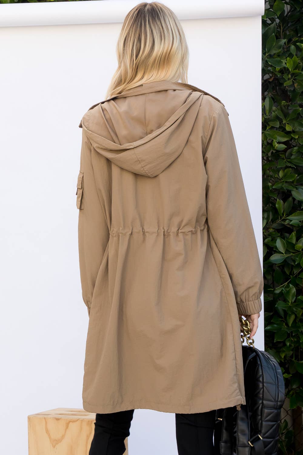 Dry Nylon Long Anorak Hooded Windbreaker