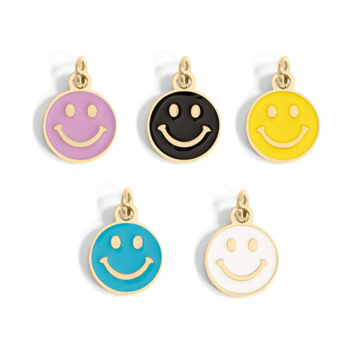 18K Gold PVD Epoxy Smiley Face Charm