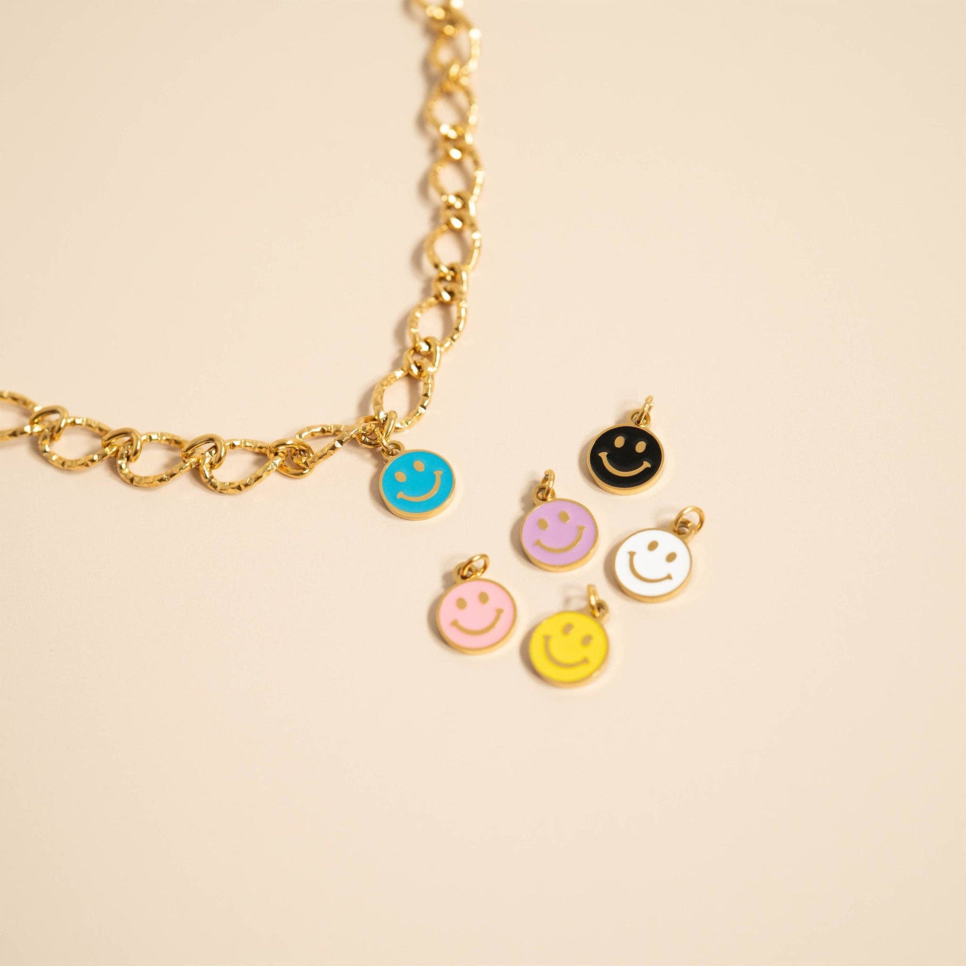 18K Gold PVD Epoxy Smiley Face Charm