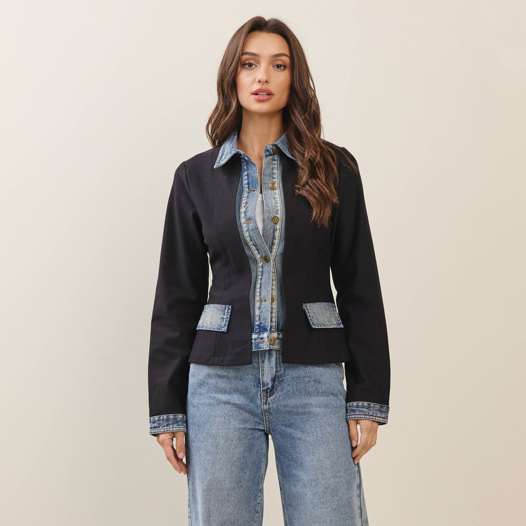 Denim trim jacket