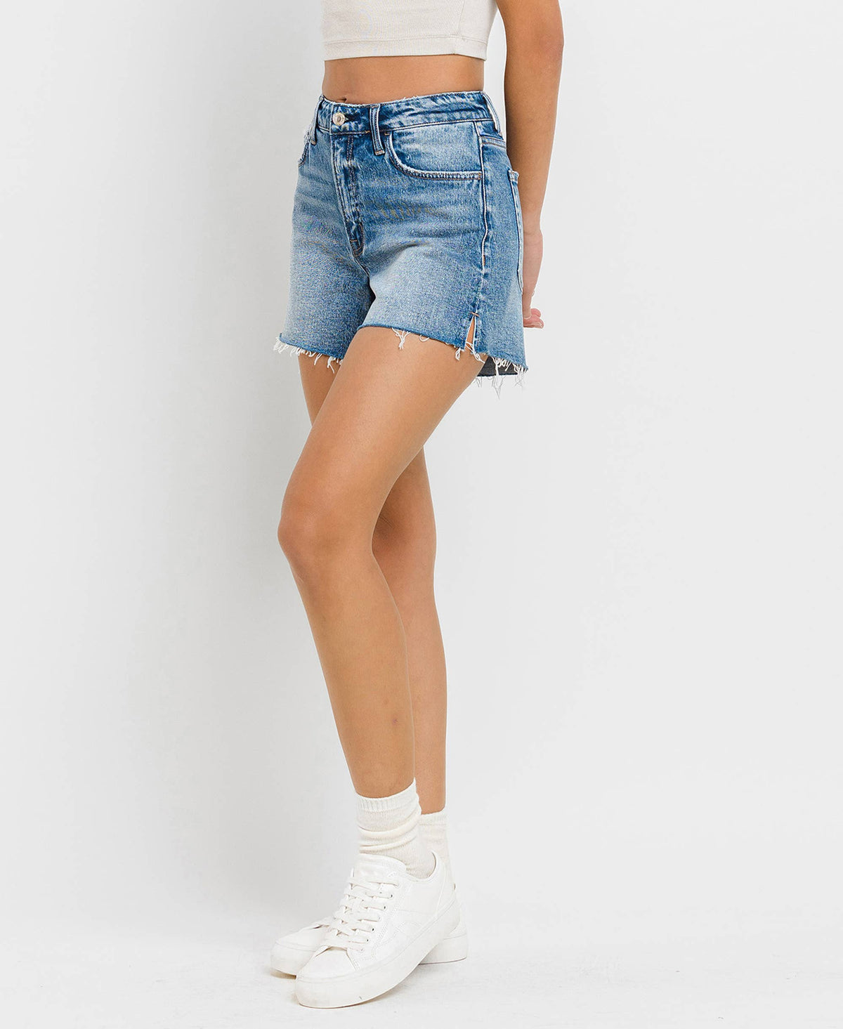 VERVET HIGH RISE WAIST CLEAN CUT A LINE SHORTS