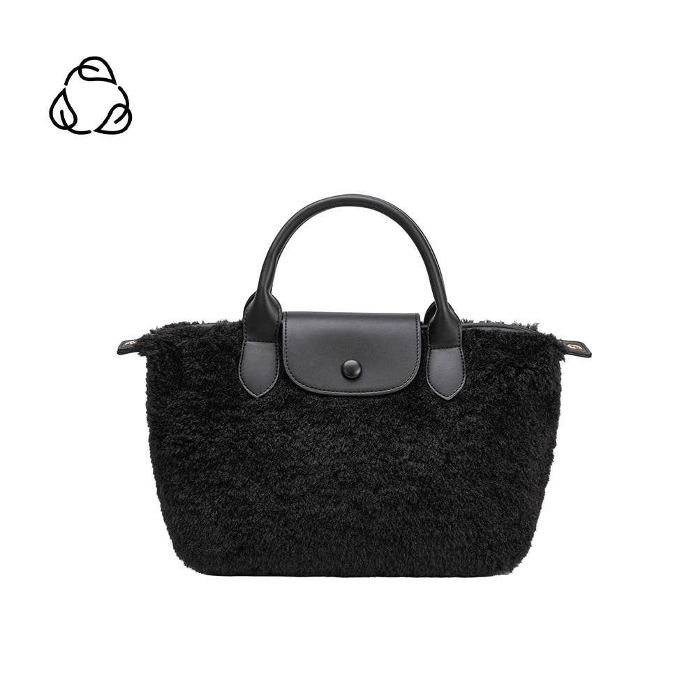 Winnie Black Sherpa Top Handle Bag