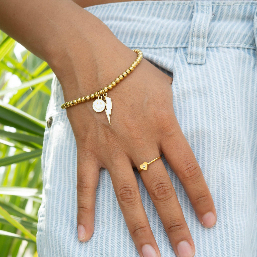 18K Gold PVD Epoxy Smiley Face Charm