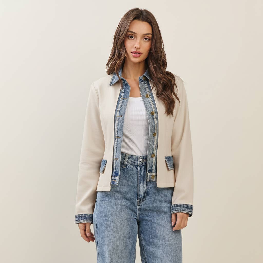 Denim trim jacket