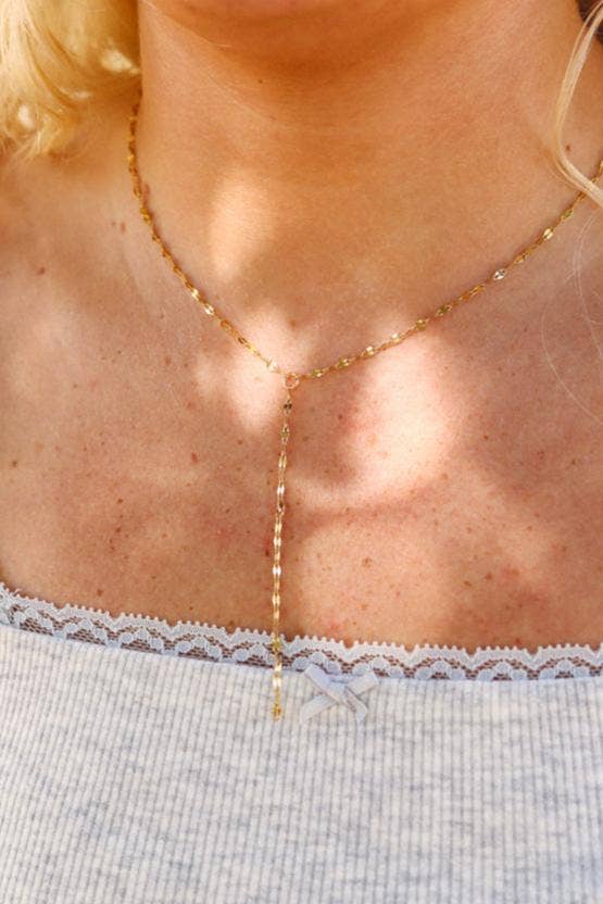 18K Gold PVD Stainless Steel Lariat Necklace Lip Chain