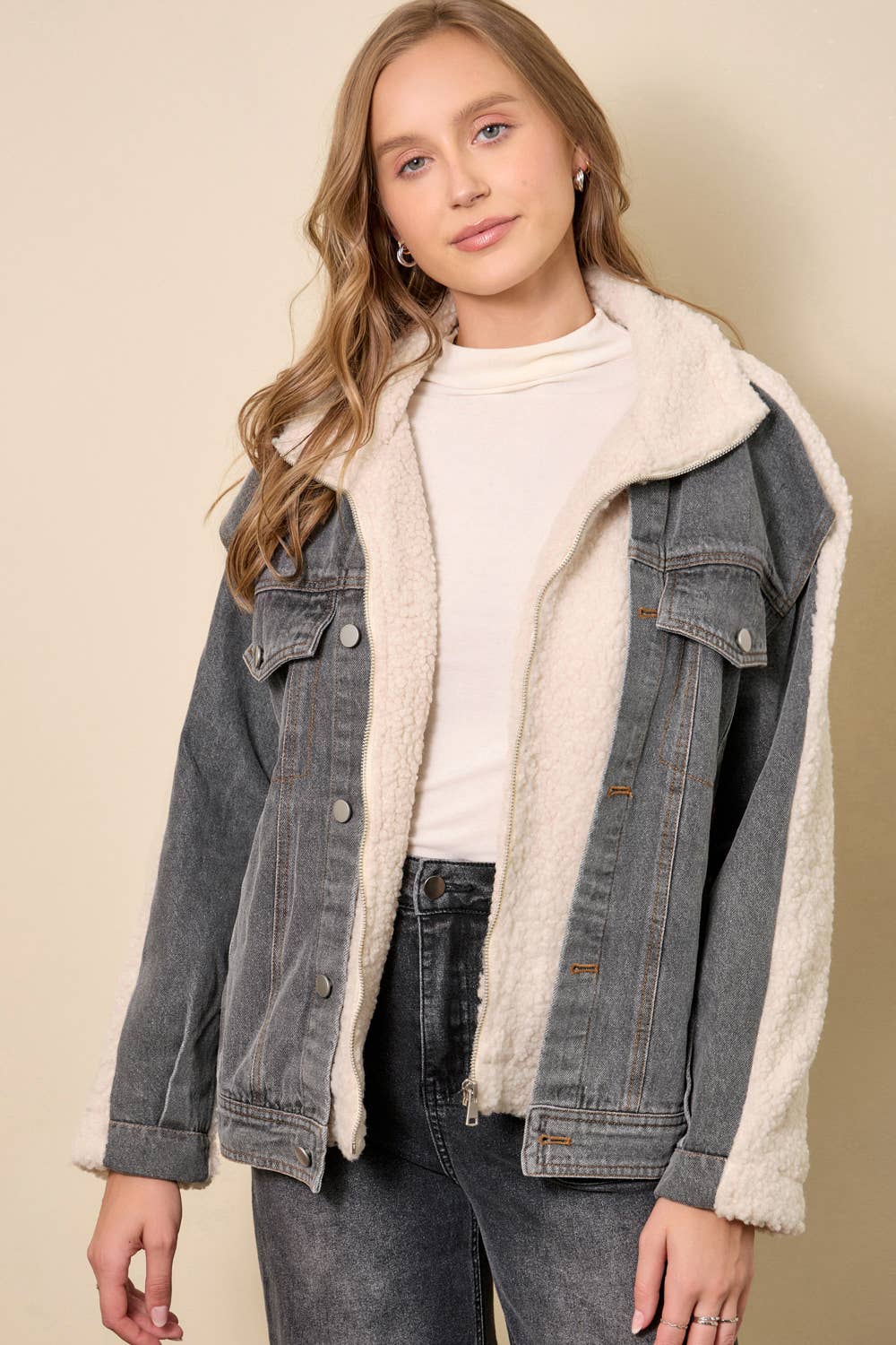 Denim Mixed Sherpa Jacket