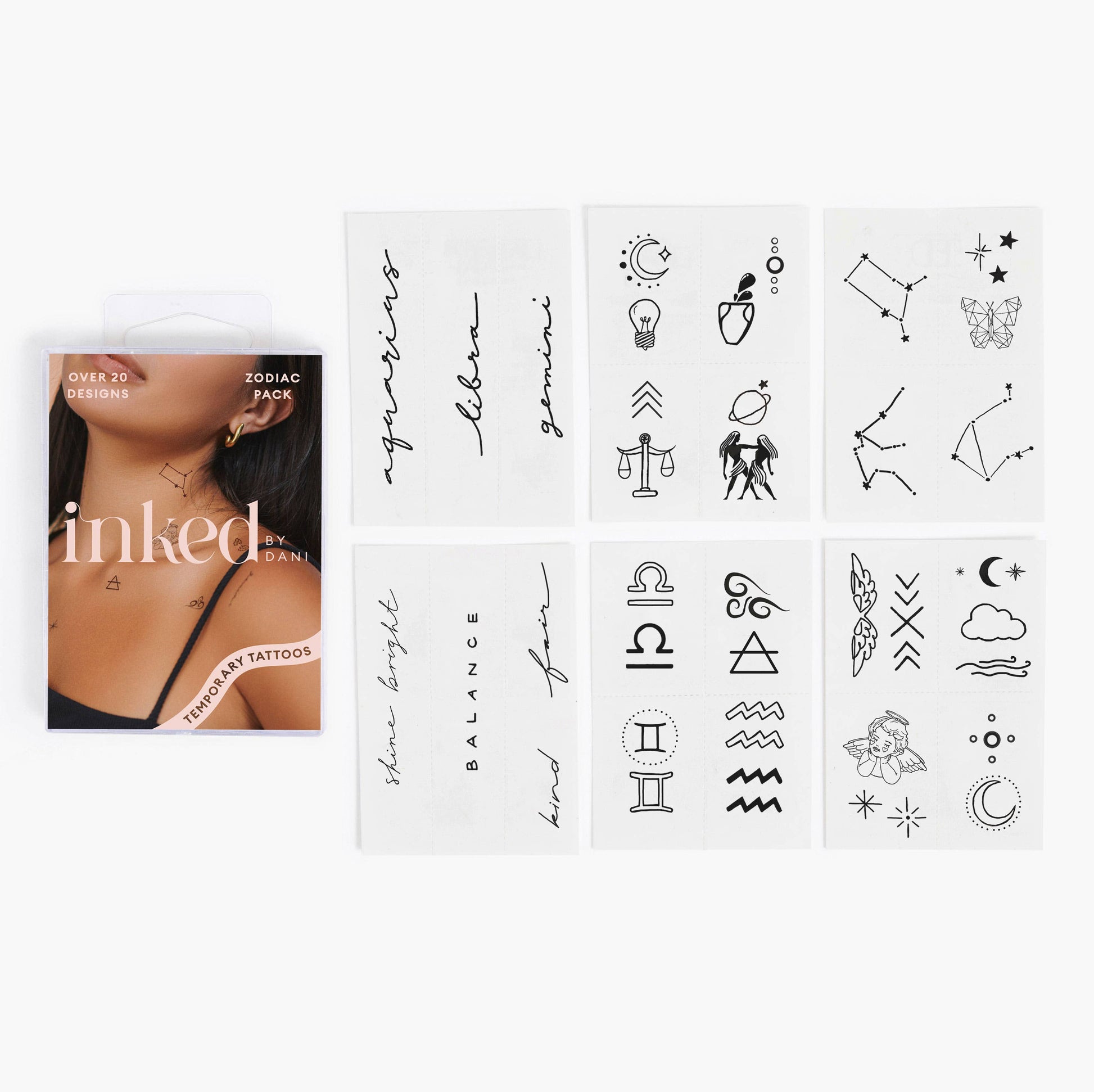 Ink'd Zodiac Collection: Air Signs Temporary Tattoo Pack