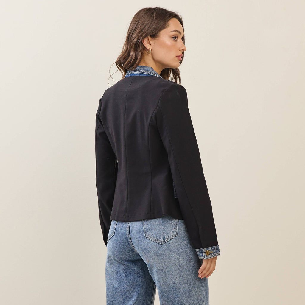 Denim trim jacket