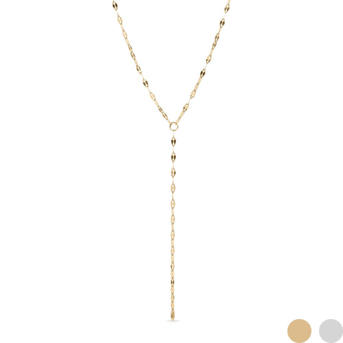 18K Gold PVD Stainless Steel Lariat Necklace Lip Chain