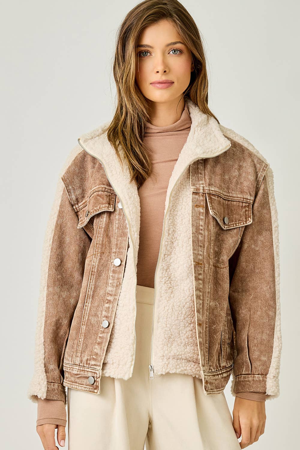 Denim Mixed Sherpa Jacket