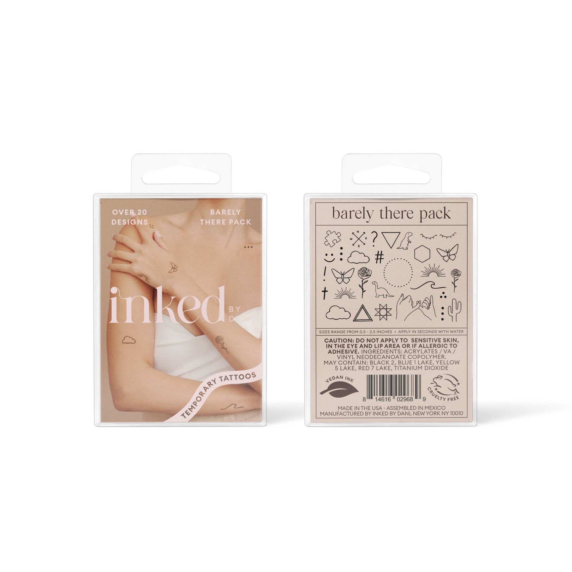 Ink'd Barely There Temporary Tattoo Pack