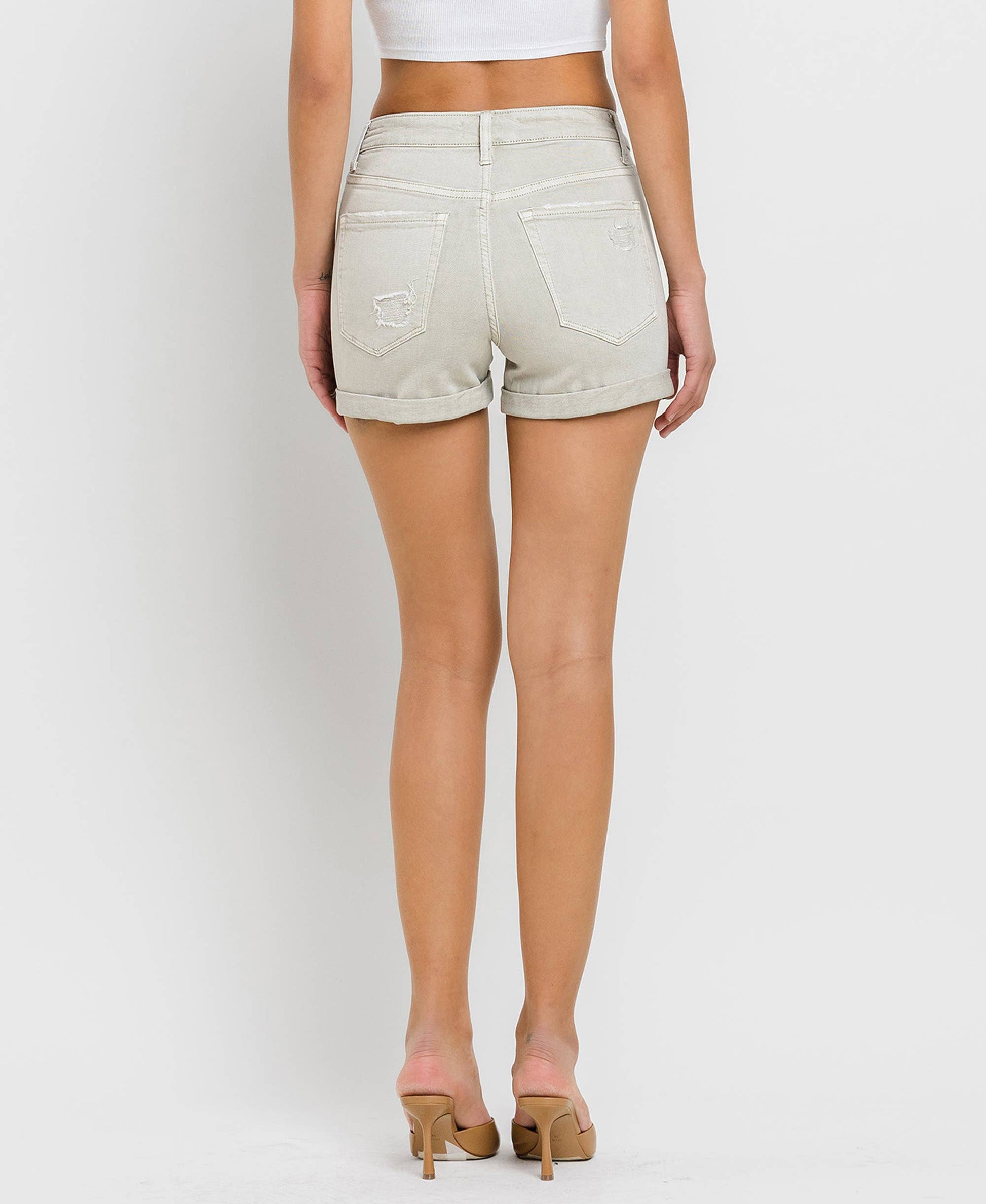 VERVET HIGH RISE DOUBLE CUFFED SHORTS