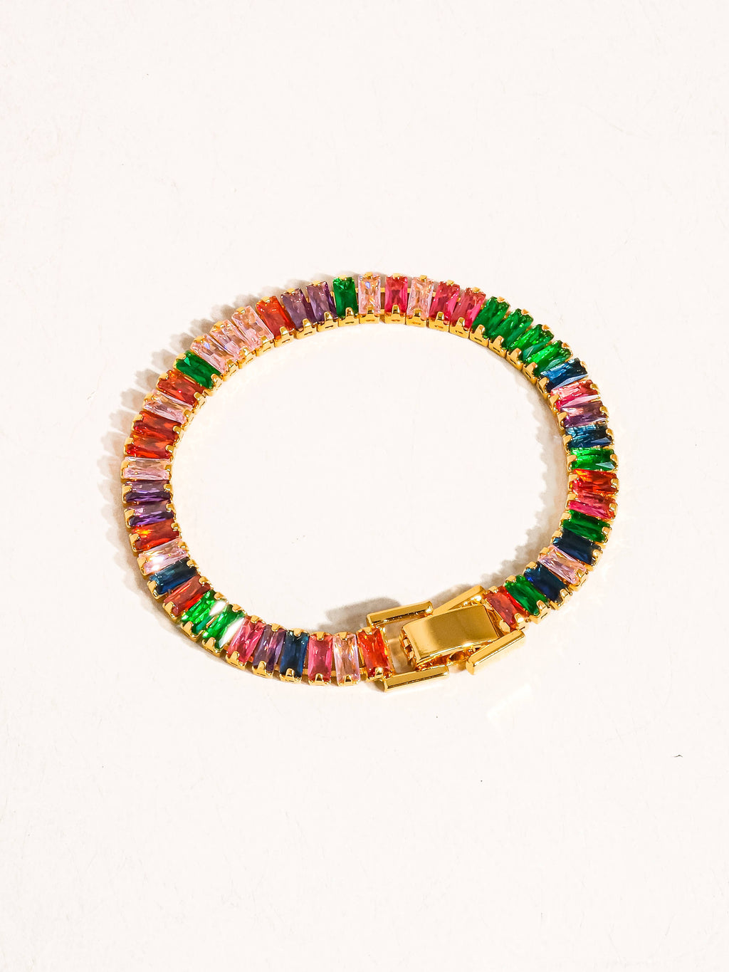 Hazel 18K Gold Multicolor CZ Chain Bracelet