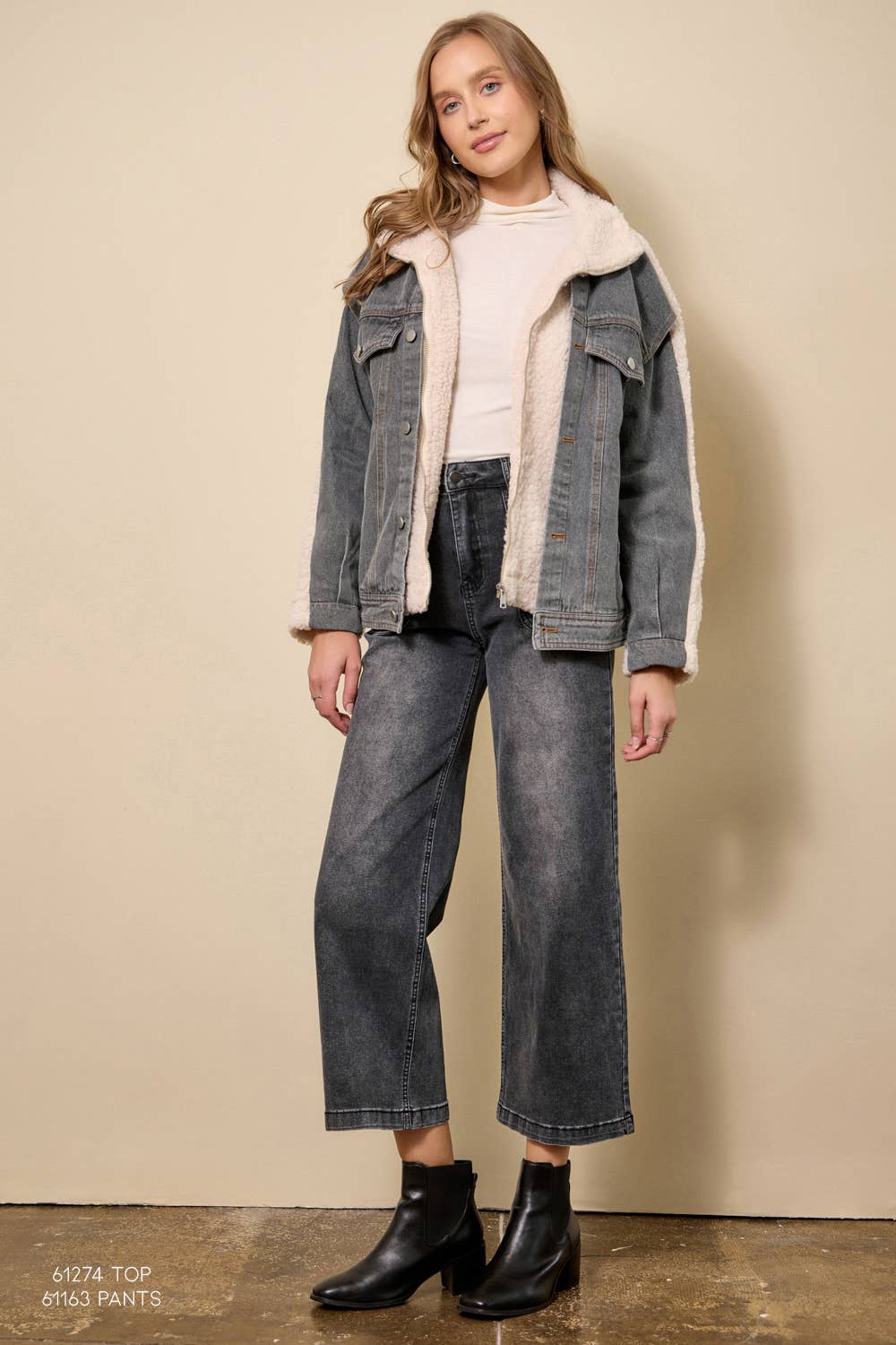 Denim Mixed Sherpa Jacket