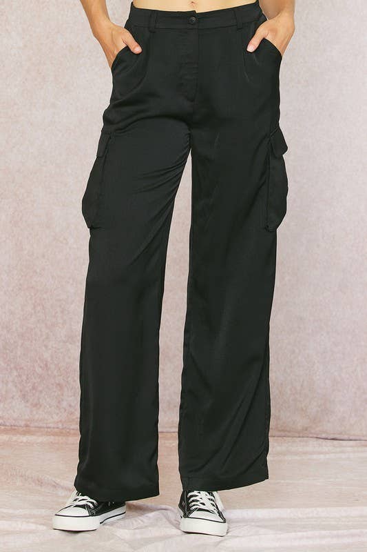 Harper Satin Cargo Pants