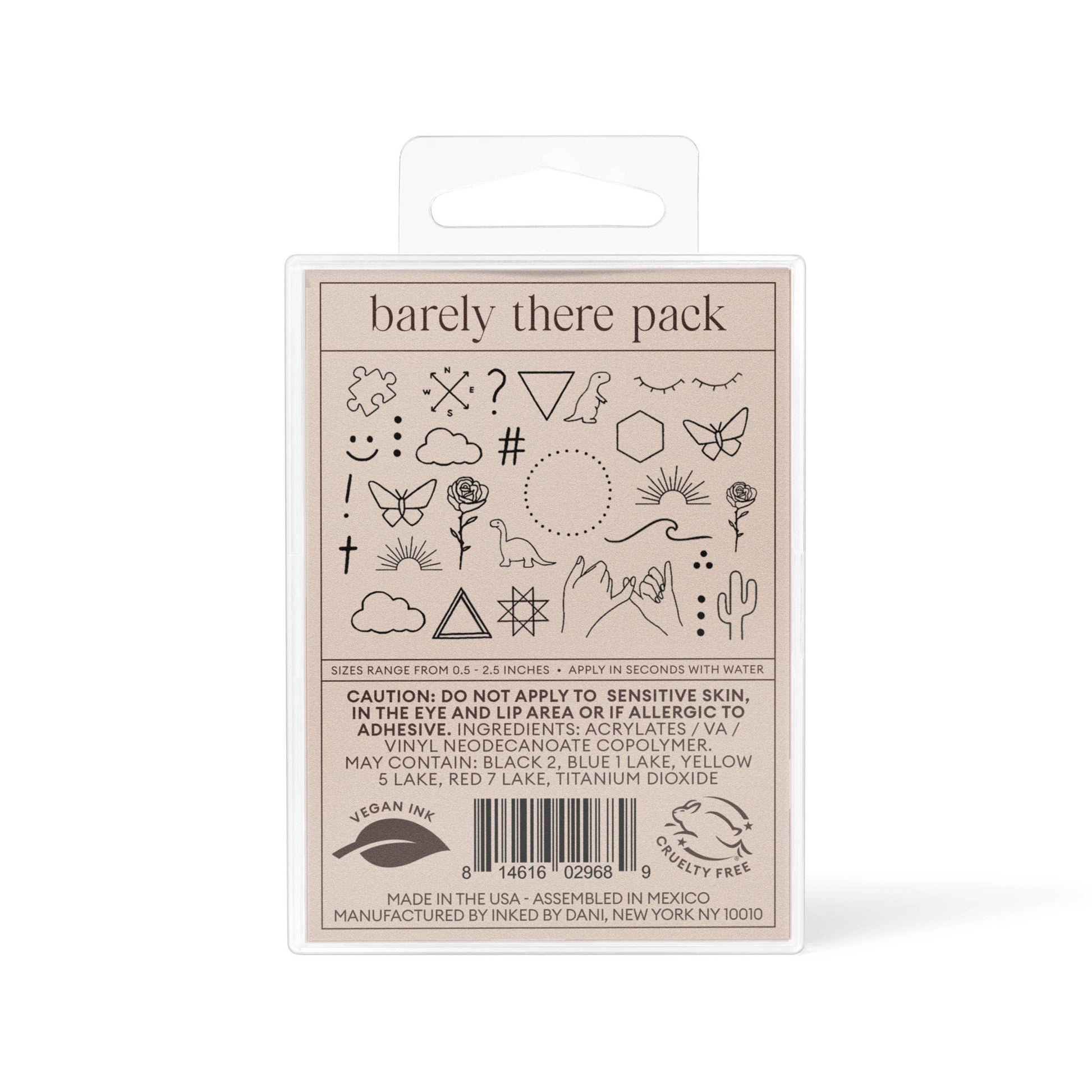 Ink'd Barely There Temporary Tattoo Pack